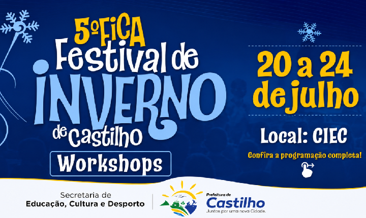 5º Festival de Inverno de Castilho (SP) terá semana de workshops gratuitos no CIEC
