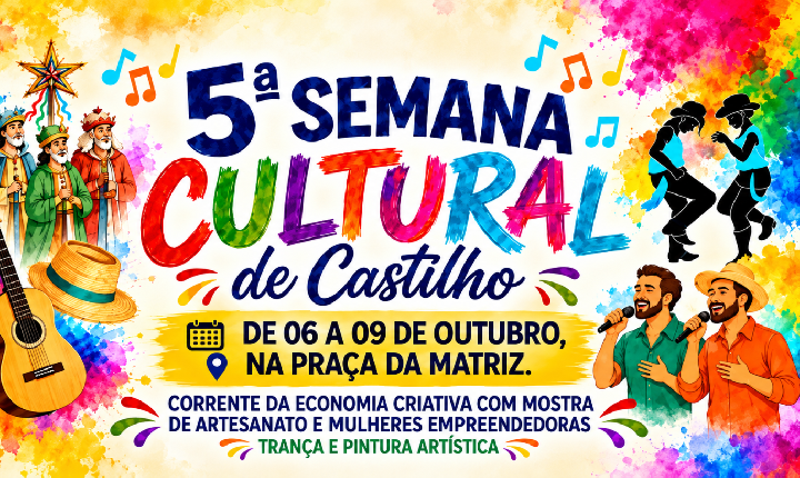 5ª Semana Cultural de Castilho (SP) terá programação especial de 6 a 9 de outubro na Praça da Matriz