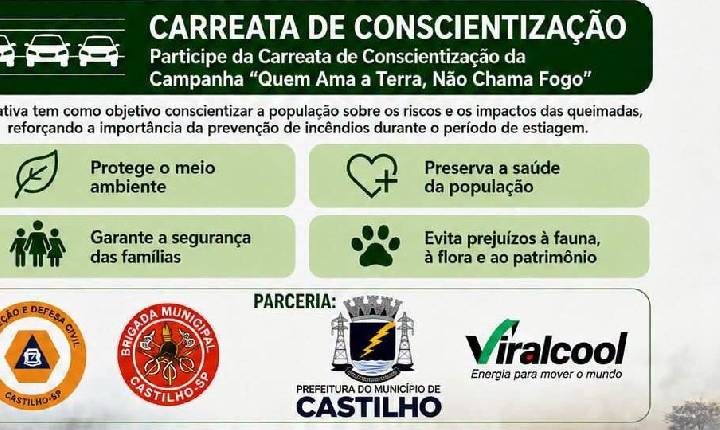Carreata de conscientização reforça prevenção de queimadas em Castilho (SP)