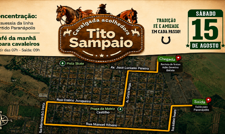 Cavalgada “Tito Sampaio” deve reunir mais de 30 comitivas e 500 animais em Castilho (SP)