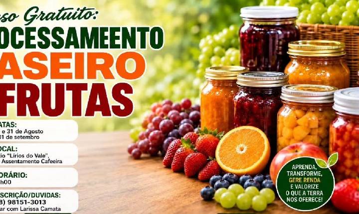 Curso de processamento caseiro de frutas está com inscrições abertas em Castilho (SP)