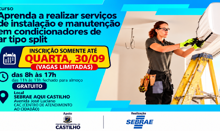 Curso gratuito prepara profissionais para instalação de ar-condicionado em Castilho (SP)