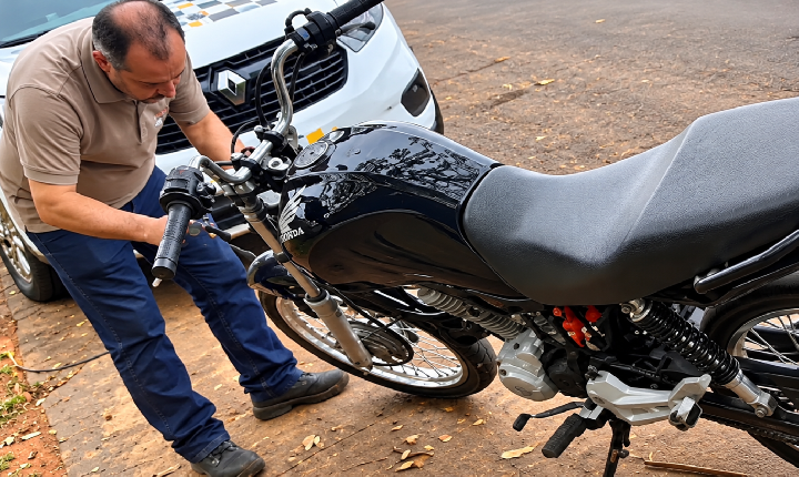 Policia Militar recupera moto e prende dois homens por furto em Andradina (SP)