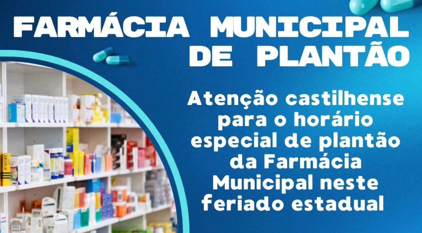 Farmácia do CIS em Castilho atenderá das 8h às 12h no feriado de quarta-feira (9)