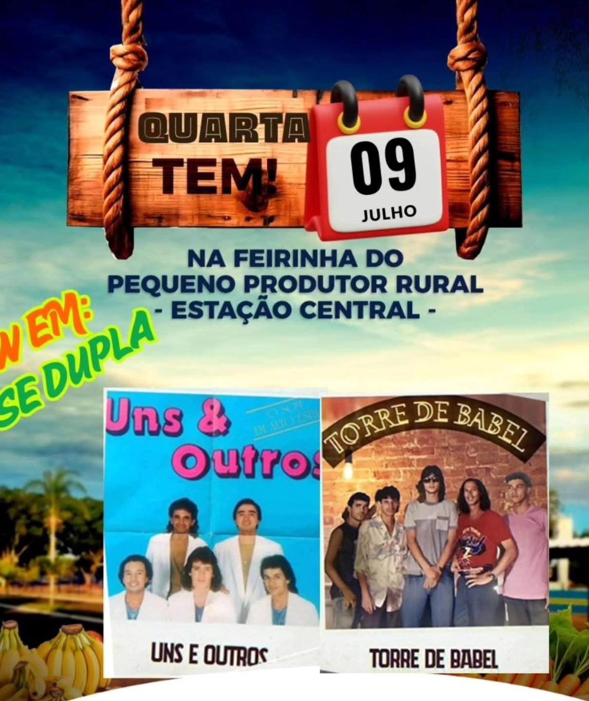 Quarta-feira (9) tem banda Uns & Outros e Torre de Babel na Feirinha em Castilho