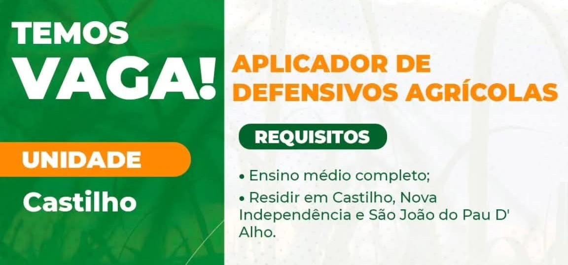 Oportunidade de emprego na Viralcool em Castilho 
