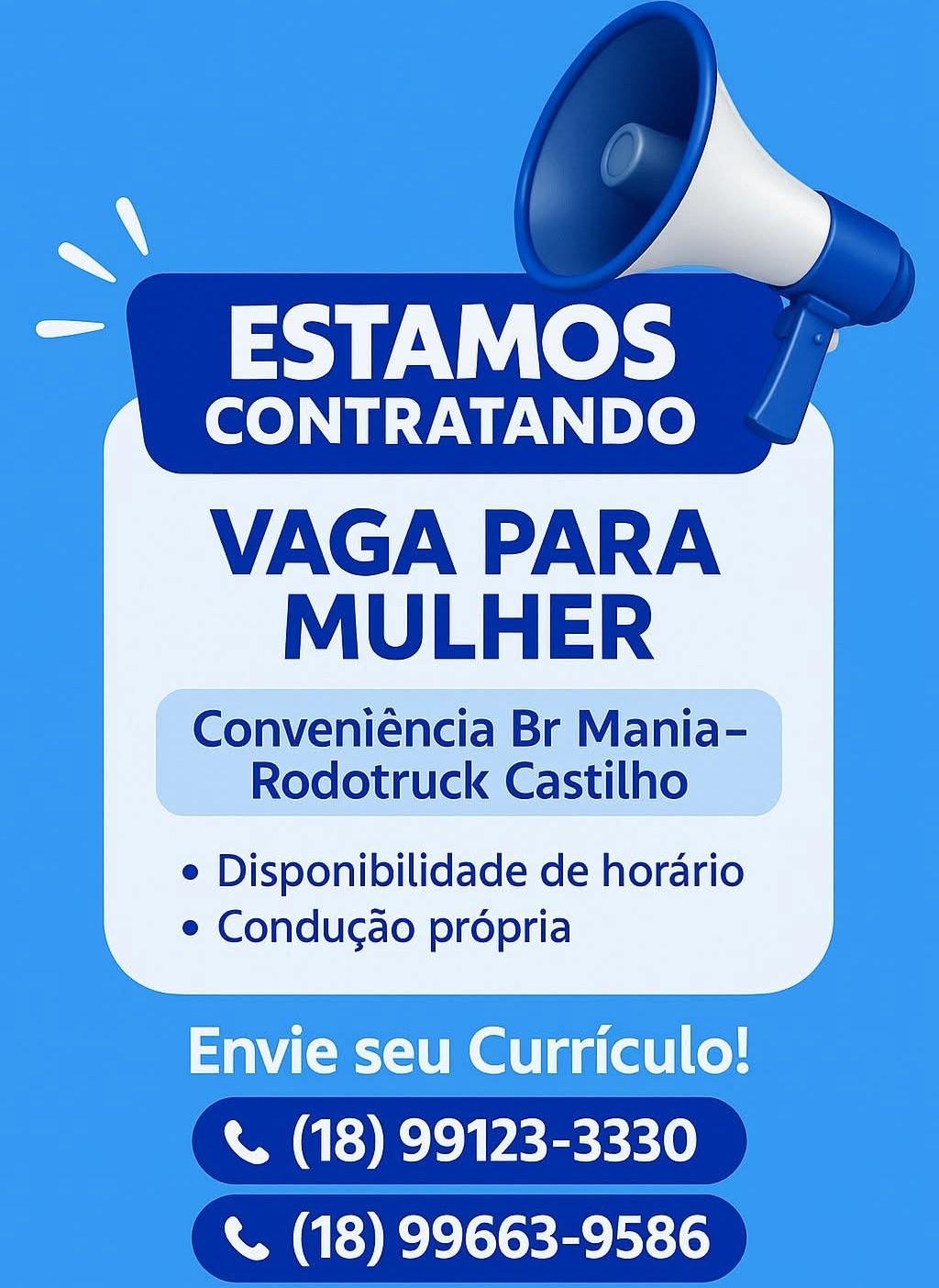 Oportunidade de emprego no Posto Rodotruck em Castilho (SP)