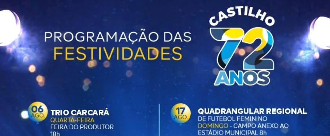 Castilho celebra 72 anos com programação especial em agosto e com a Festa do Pescador