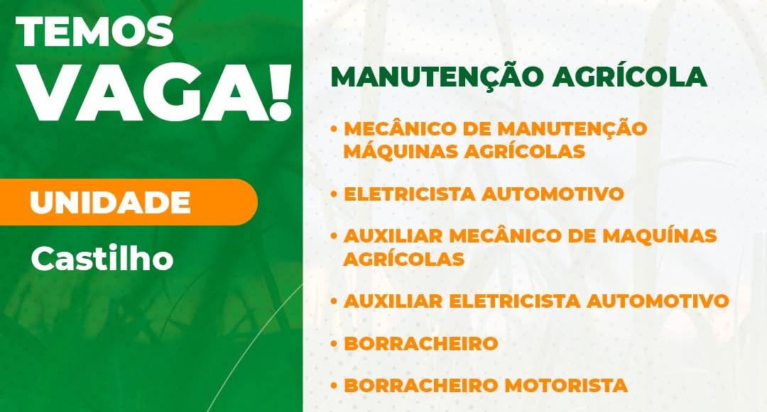 Atenção para as oportunidades de emprego na Viralcool Castilho (SP)