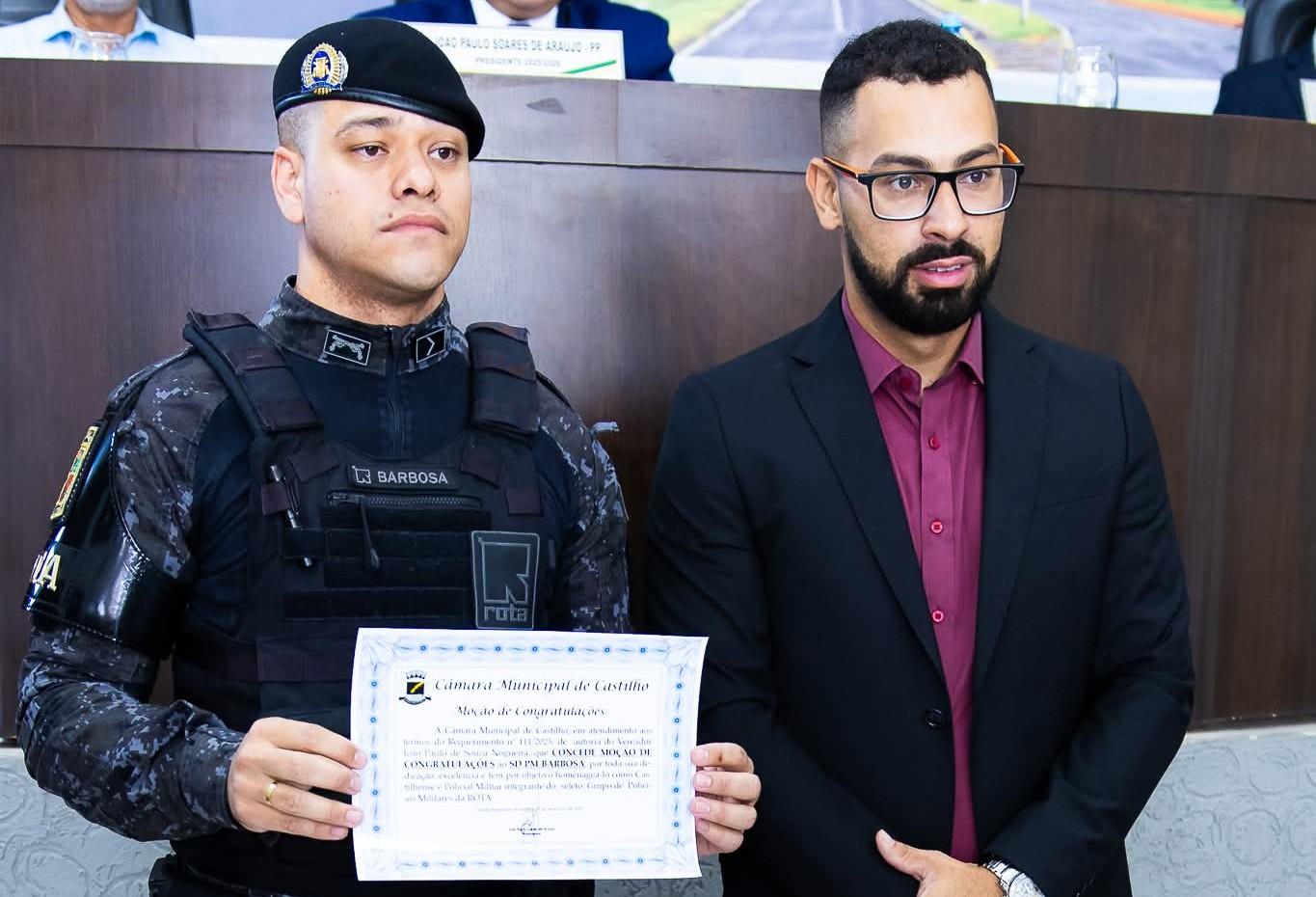 João do Espeto, Daniel e Valéria homenageiam personalidades da Polícia Civil, Militar, esporte e da sociedade em Castilho (SP)