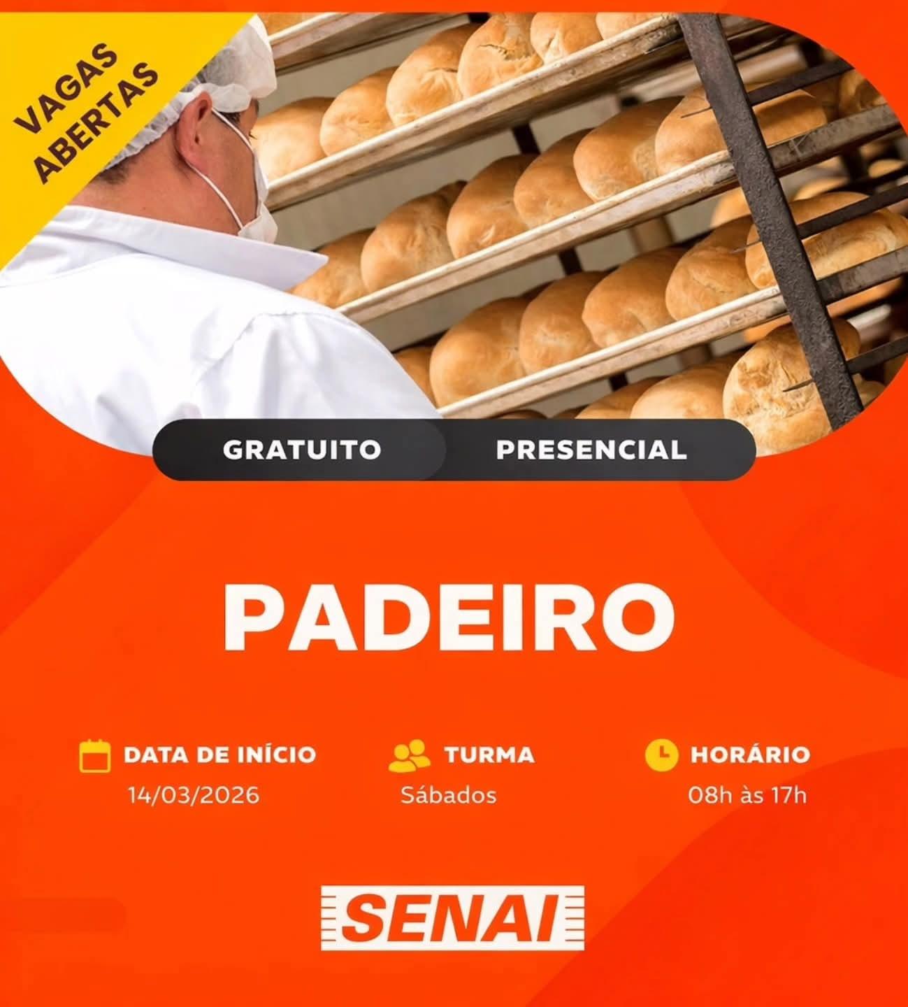 Prefeitura de Castilho e Senai abrem inscrições para curso de padeiro