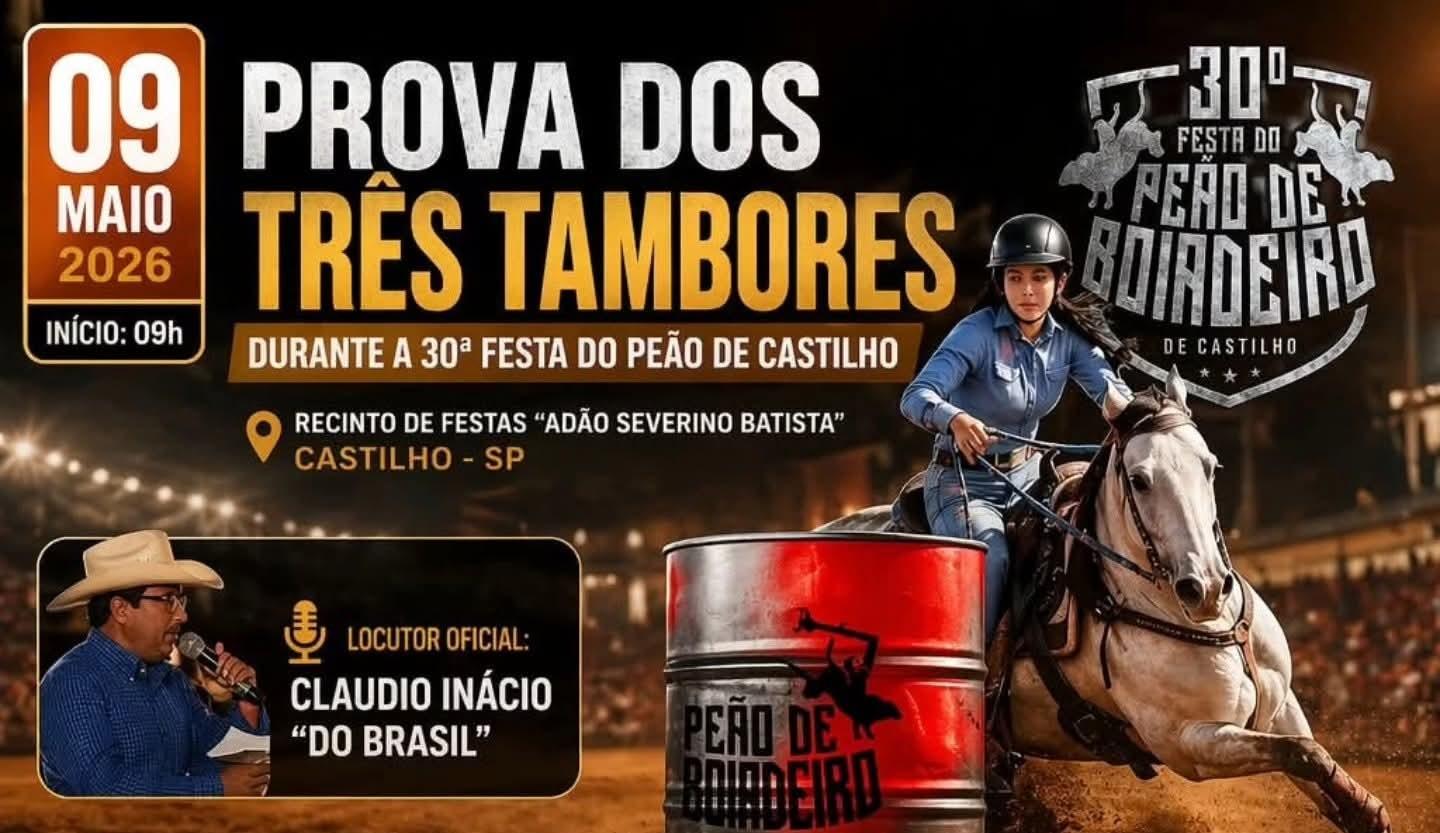 Prova dos Três Tambores promete atrair grande público durante a 30ª Festa do Peão de Castilho (SP)