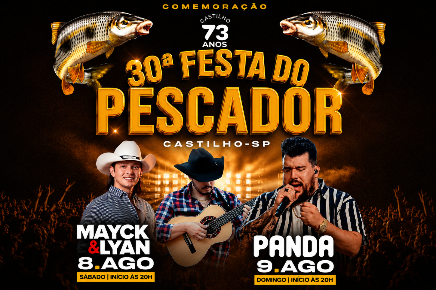 Castilho (SP) divulga programação de shows da 30ª Festa do Pescador