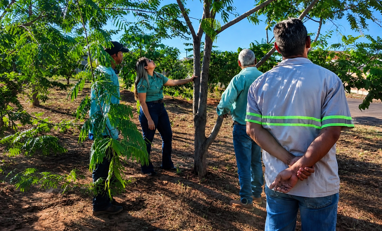 Equipe de jardinagem participa de treinamento sobre poda de árvores em Castilho (SP)