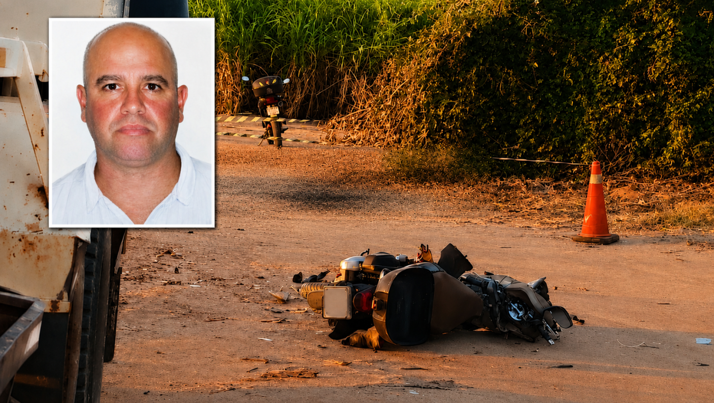 Homem morre após colisão entre moto e caminhão em canavial de Castilho (SP)