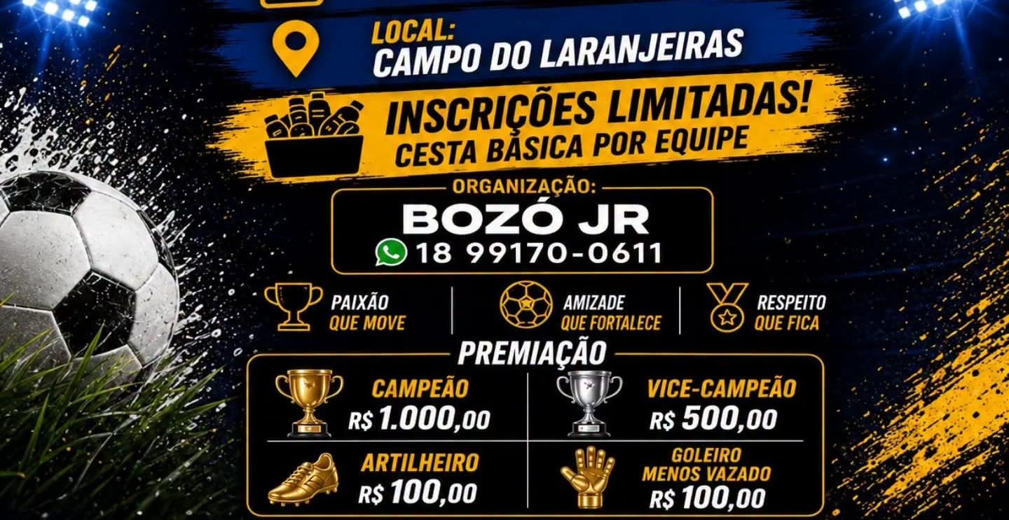 1º Torneio Azevedo Multi Center organizado pelo Bozó Jr. será realizado em setembro no Campo do Laranjeiras em Castilho (SP)