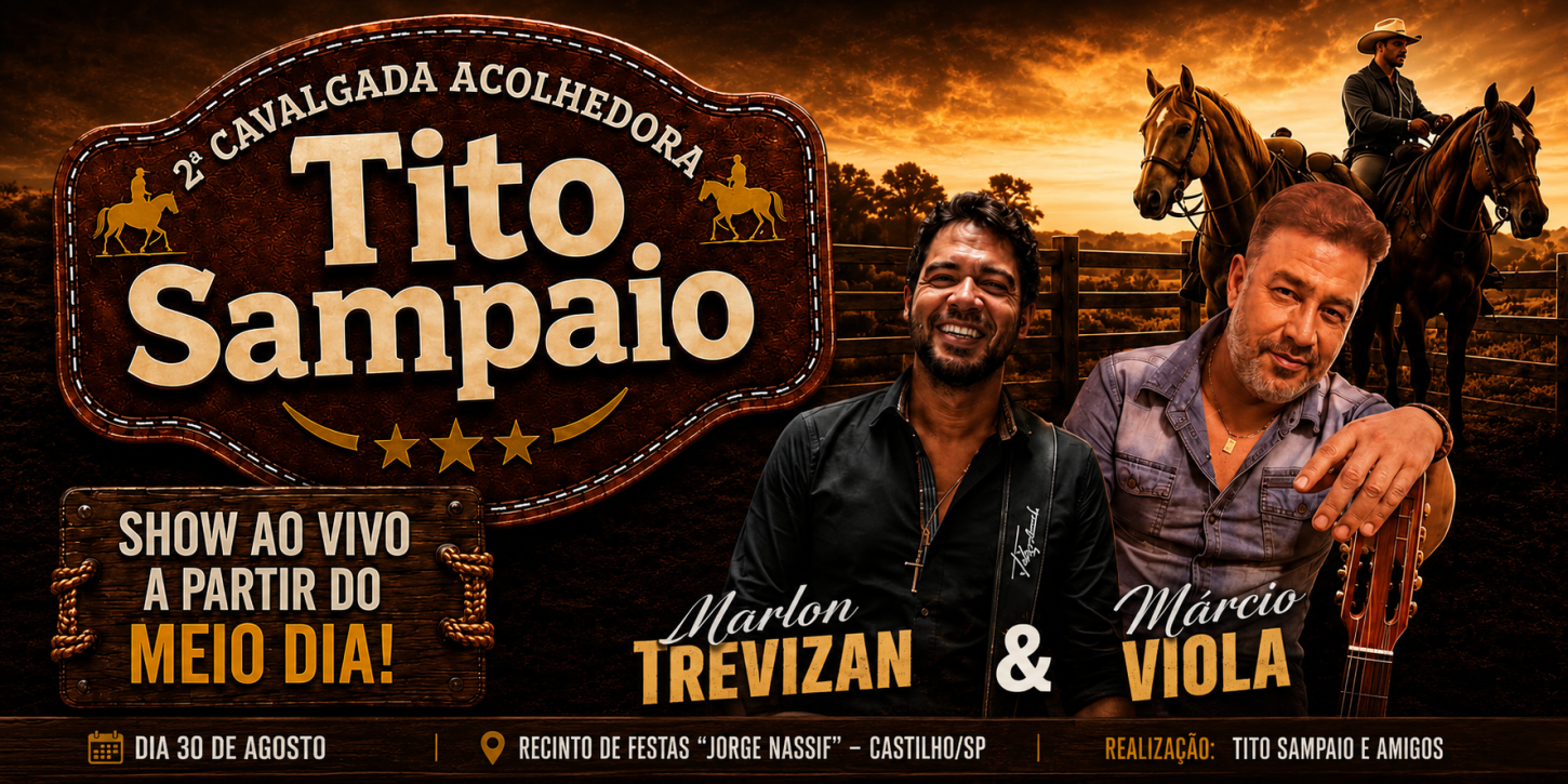2ª Cavalgada Tito Sampaio terá recepção com artistas castilhenses e almoço tropeiro