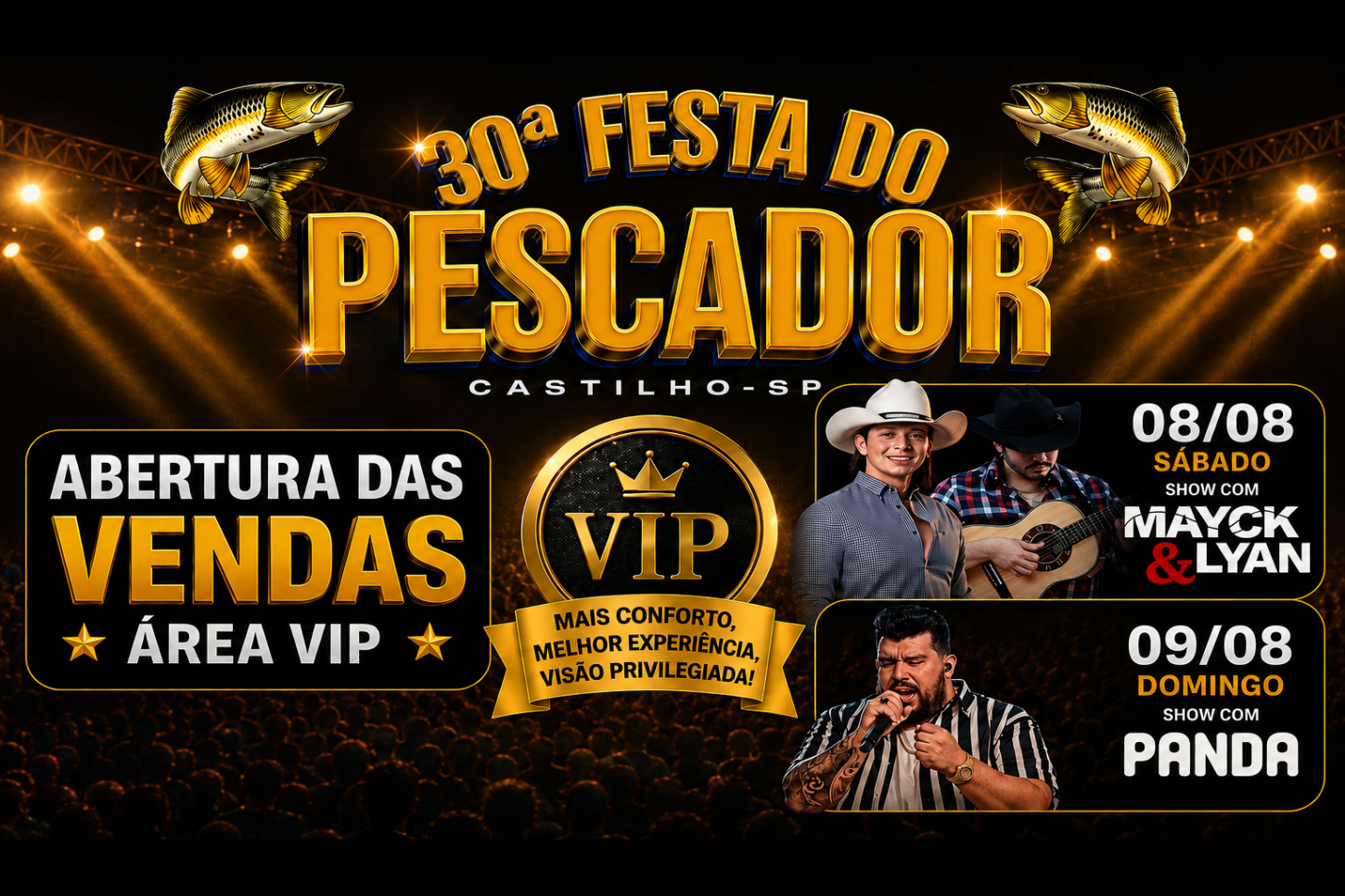 Área VIP da 30ª Festa do Pescador já está com vendas abertas em Castilho (SP)