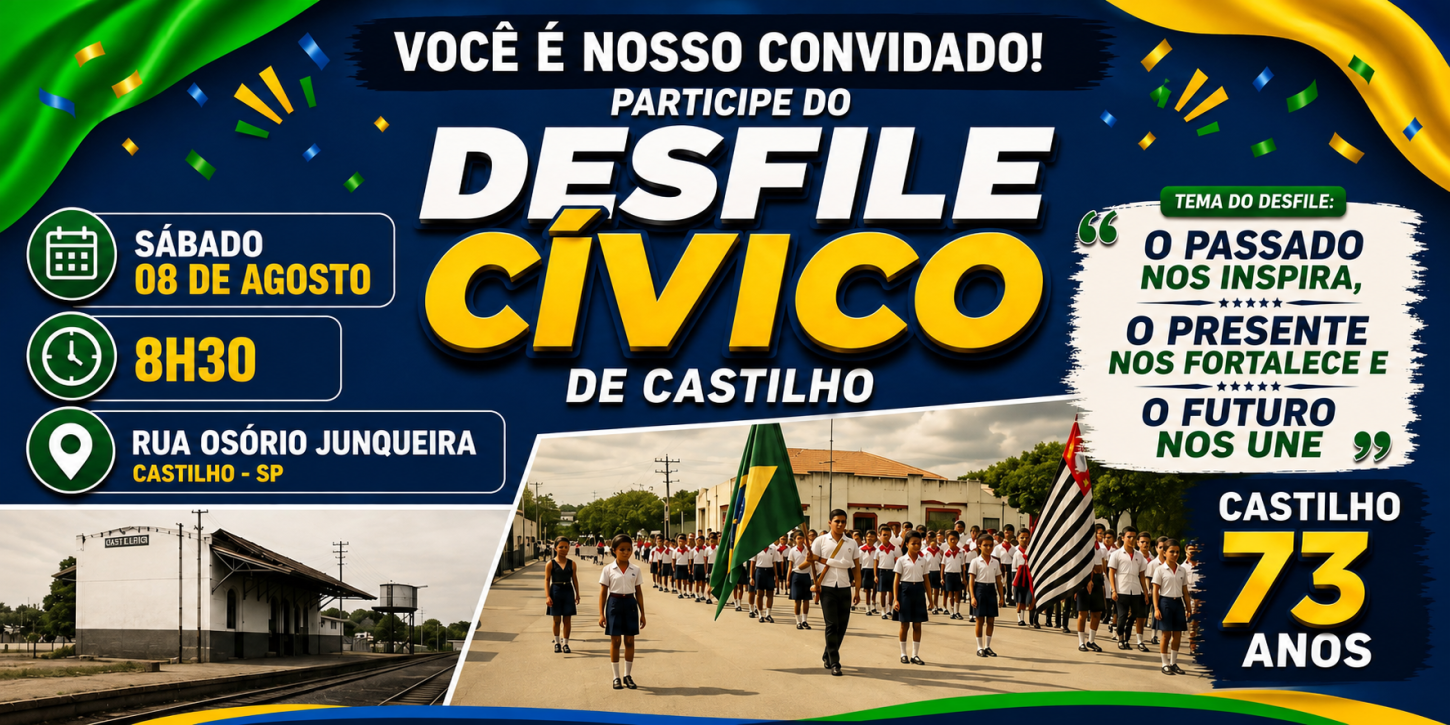Castilho (SP) realiza Desfile Cívico neste sábado em comemoração aos 73 anos do município