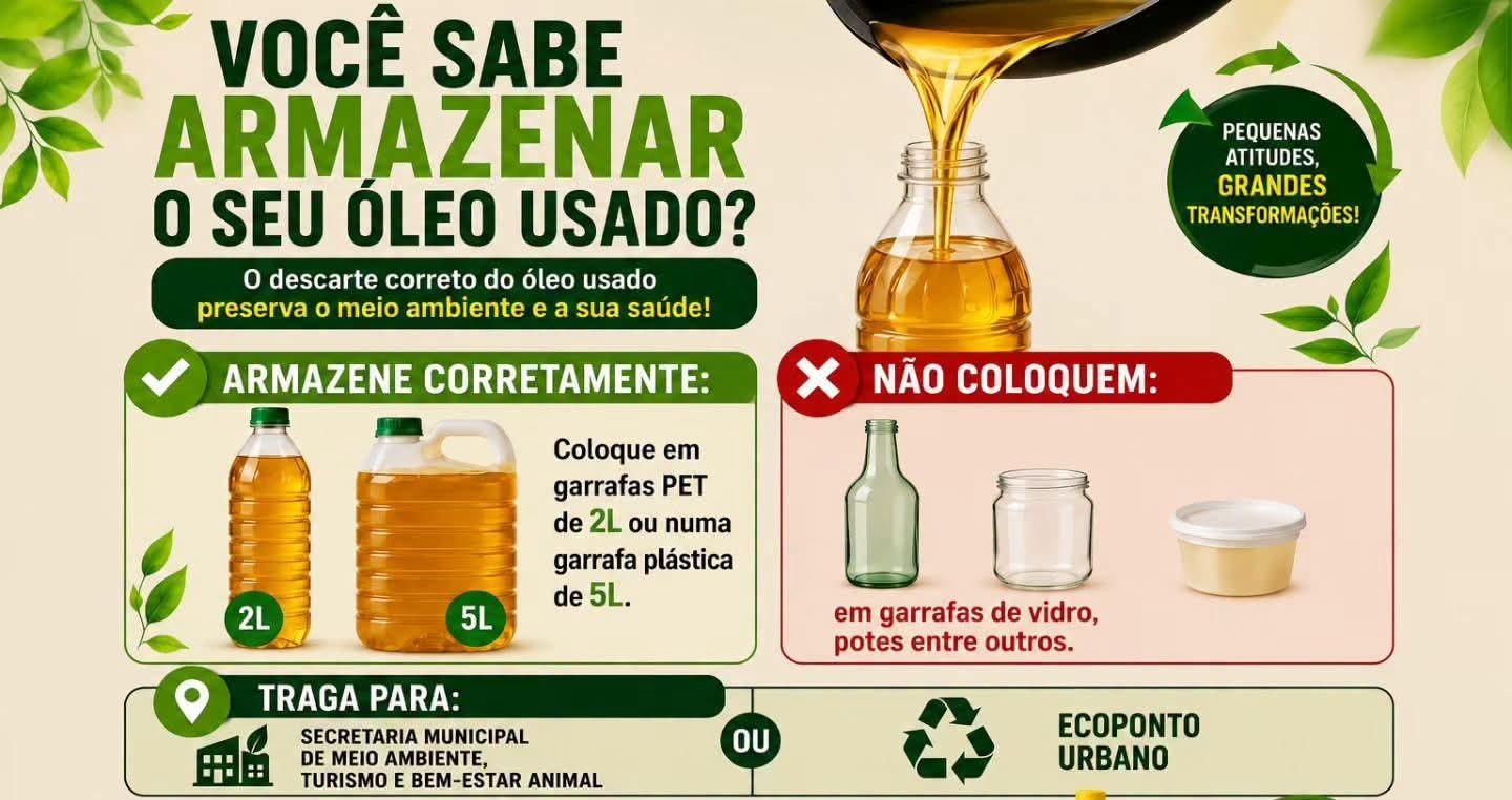 Descarte correto do óleo usado faz toda a diferença para o meio ambiente e para a saúde da população castilhense