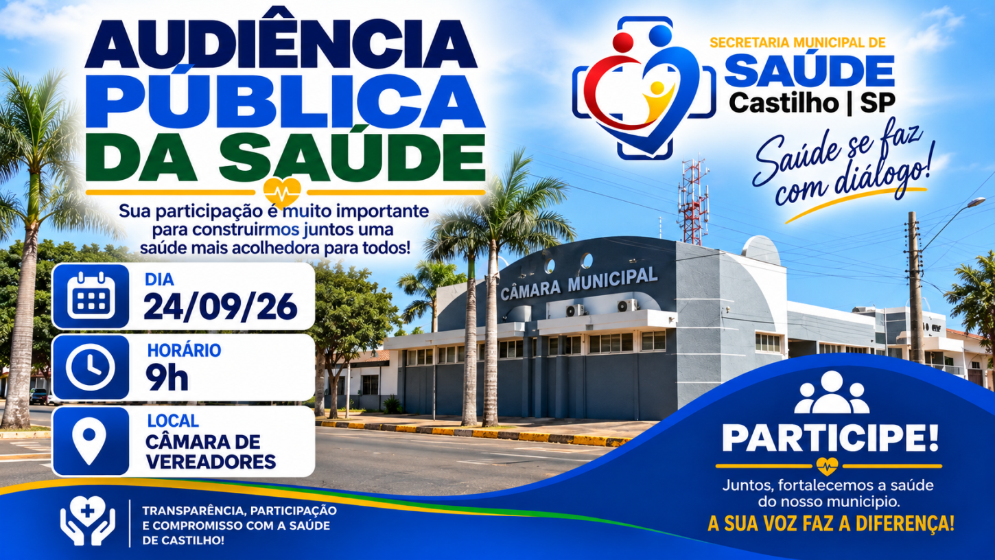 Audiência Pública da Saúde será nesta quarta-feira (24) em Castilho (SP) (SP)