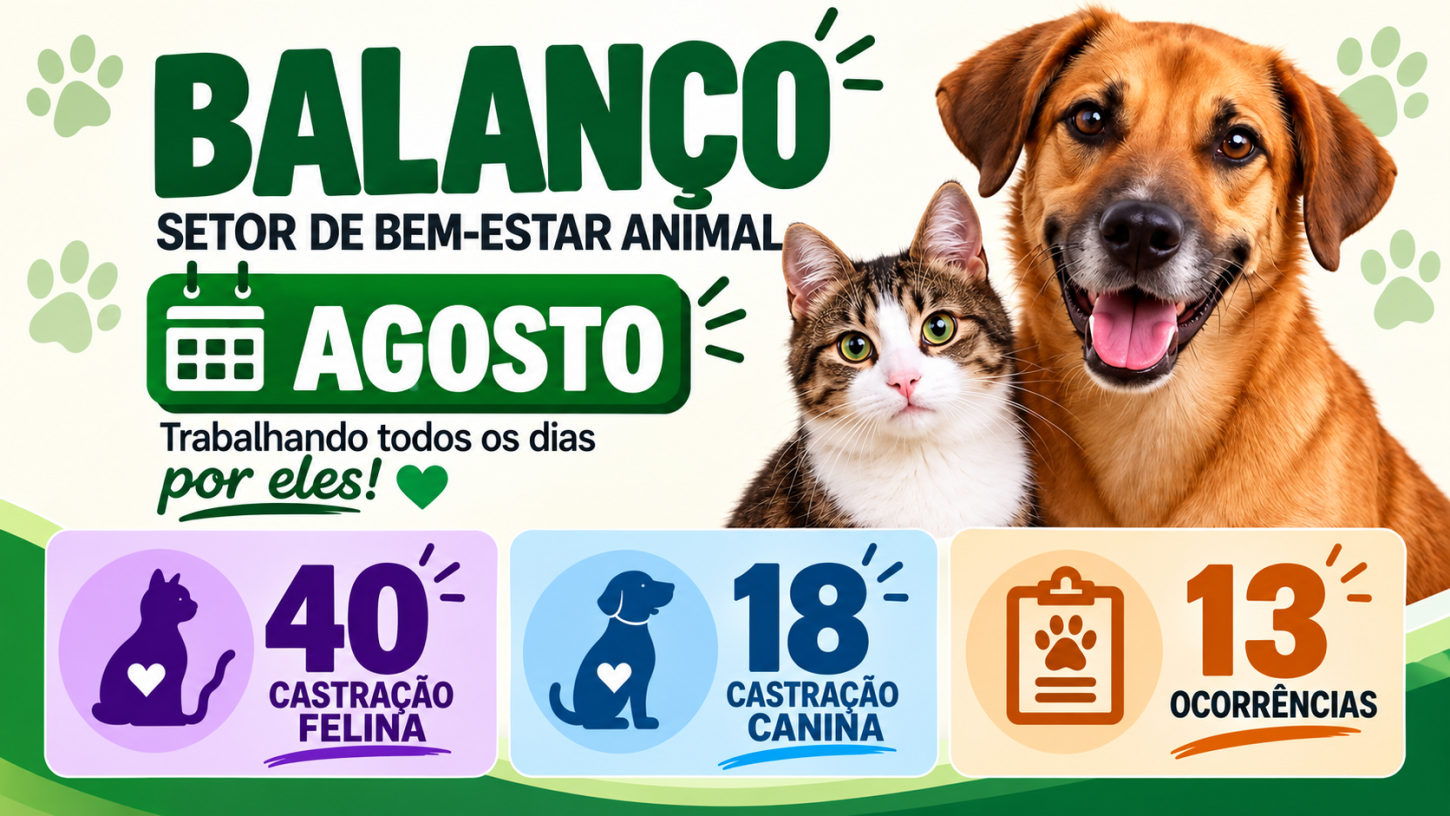Crescimento expressivo em atendimentos marca o Balanço de Agosto das atividades do Bem-Estar Animal em Castilho (SP)