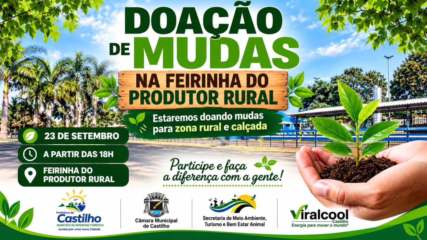 Doação de mudas acontece nesta quarta-feira (23) na Feirinha do Produtor em Castilho (SP)