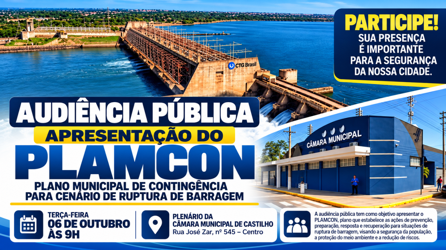 Castilho (SP) realiza audiência para apresentação do Plano Municipal de Contingência para Cenário de Ruptura  de Barragem