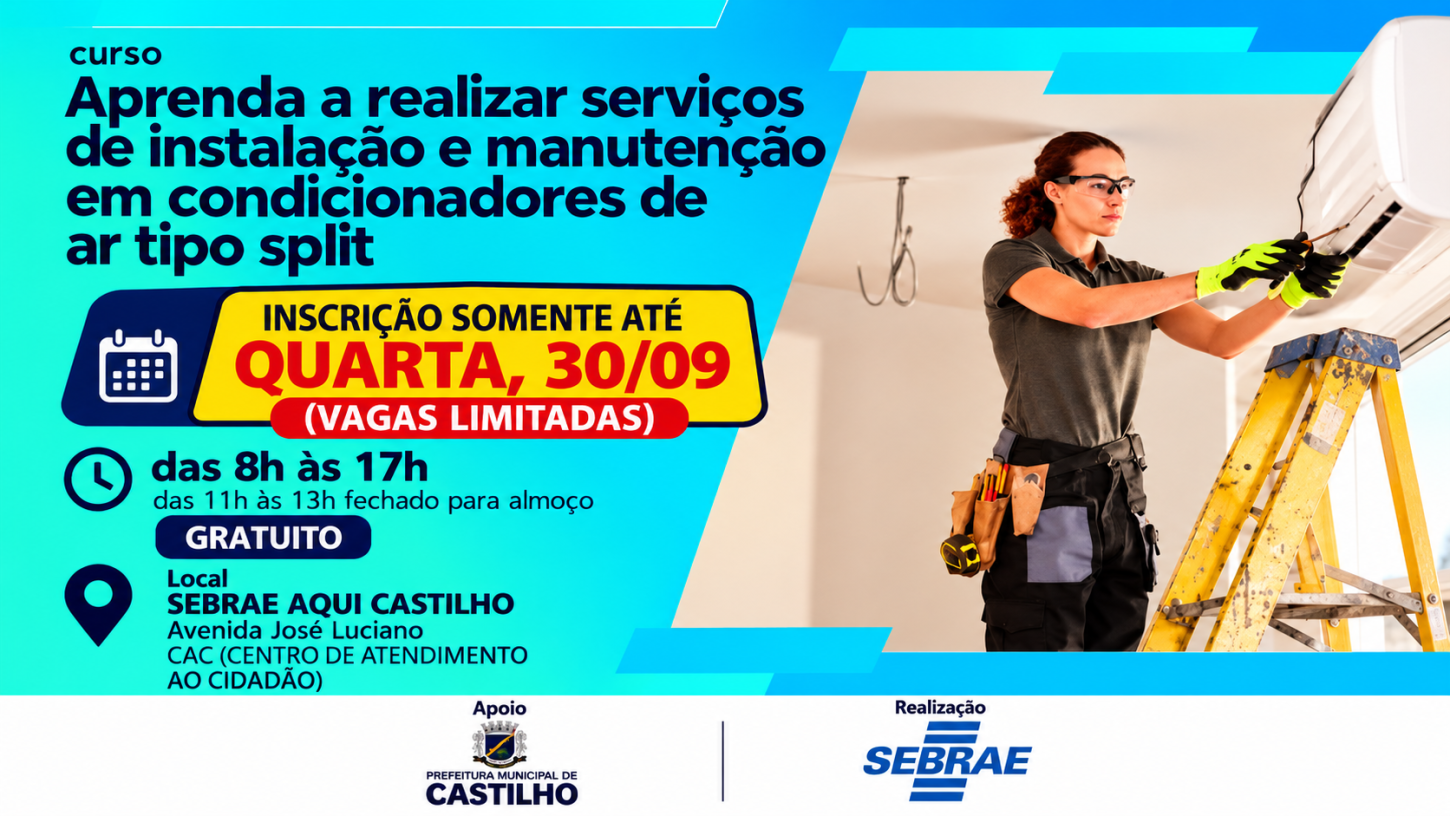 Curso gratuito prepara profissionais para instalação de ar-condicionado em Castilho (SP)